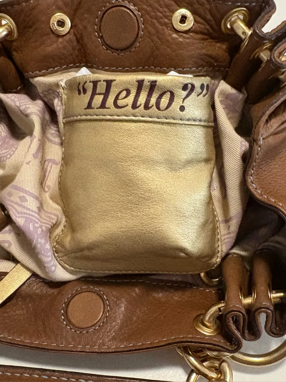 Vintage Juicy Couture Brown Leather Hobo Shoulder Bag- Complete Set